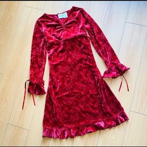 VTG Circo VELVET DRESS Red Floral Girls